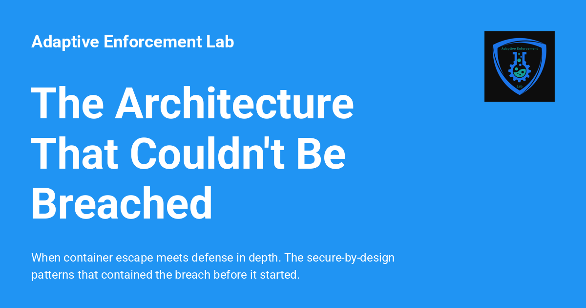 The Architecture That Couldn't Be Breached - Adaptive Enforcement Lab