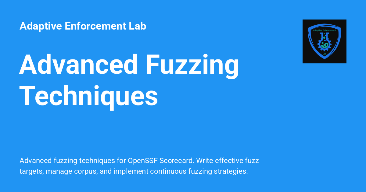 Advanced Fuzzing Techniques - Adaptive Enforcement Lab